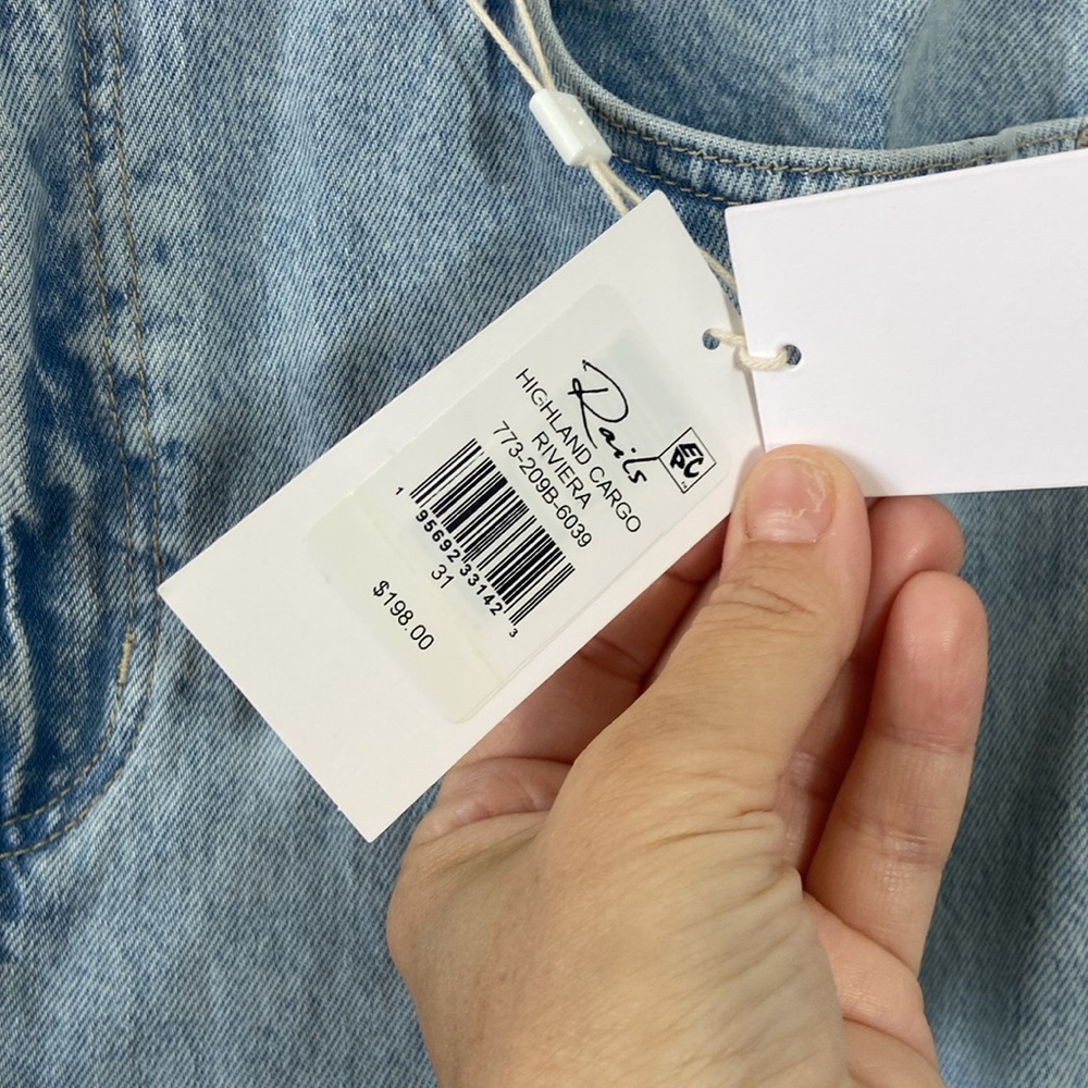 New Rails Highland Cargo Denim Skirt 12  Midi Light Wash Riviera 31" Jean Y2k - Picture 6 of 11